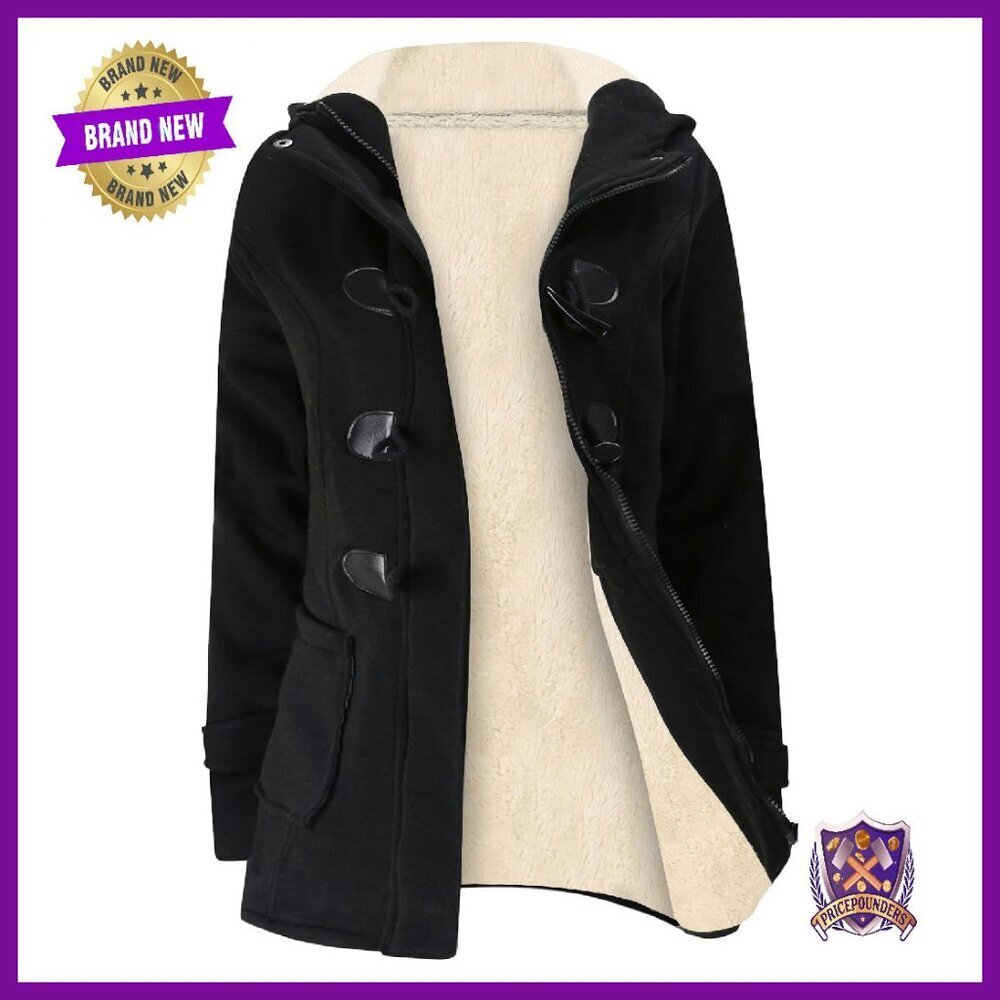 Sherpa Lined Fleece Jacket with Hood Toggle Closure Winter Coat